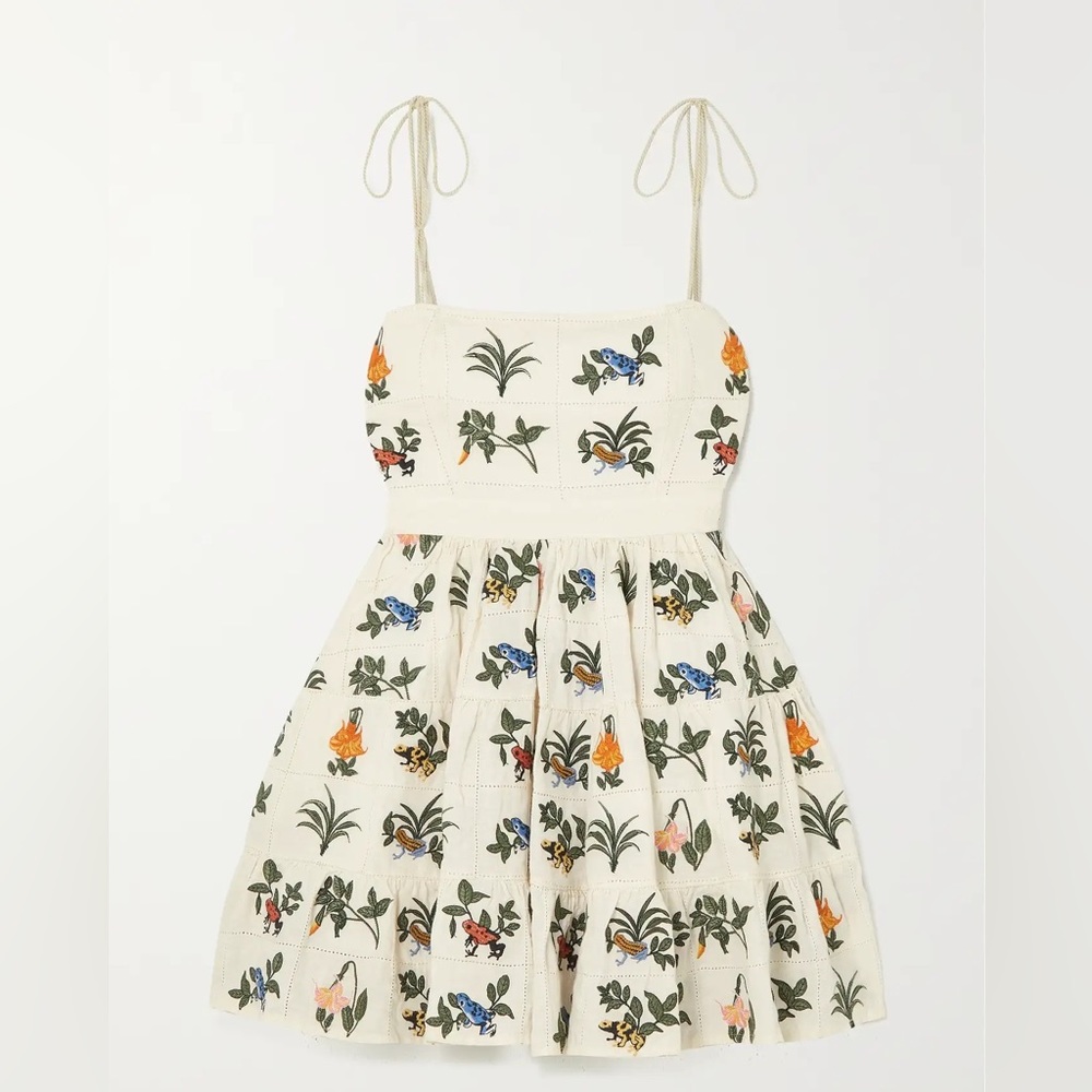 Agua by Agua Bendita Lima embroidered linen mini dress - Picture 2 of 5